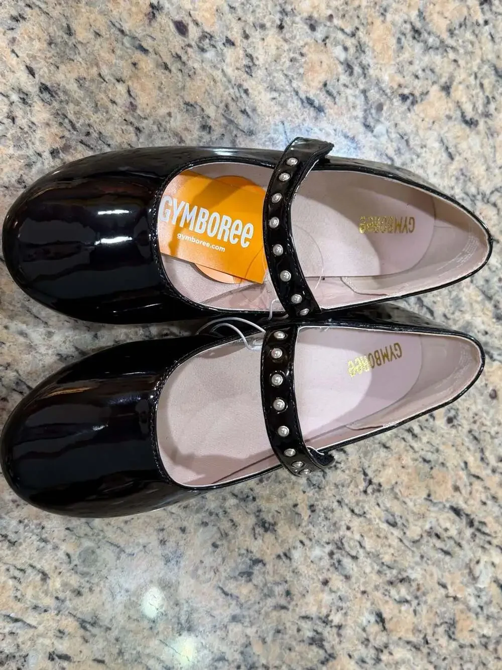 Gymboree Toddler Girls Jeweled Faux Patent Leather Mary Jane Flats Black Sz 2